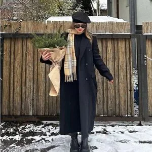 【新品!!】ZARA Black Oversized Mods Coat S-M ZARA NEW WOMAN FRAYED OVERSIZED TAILORED COAT ZW COLL BLACK